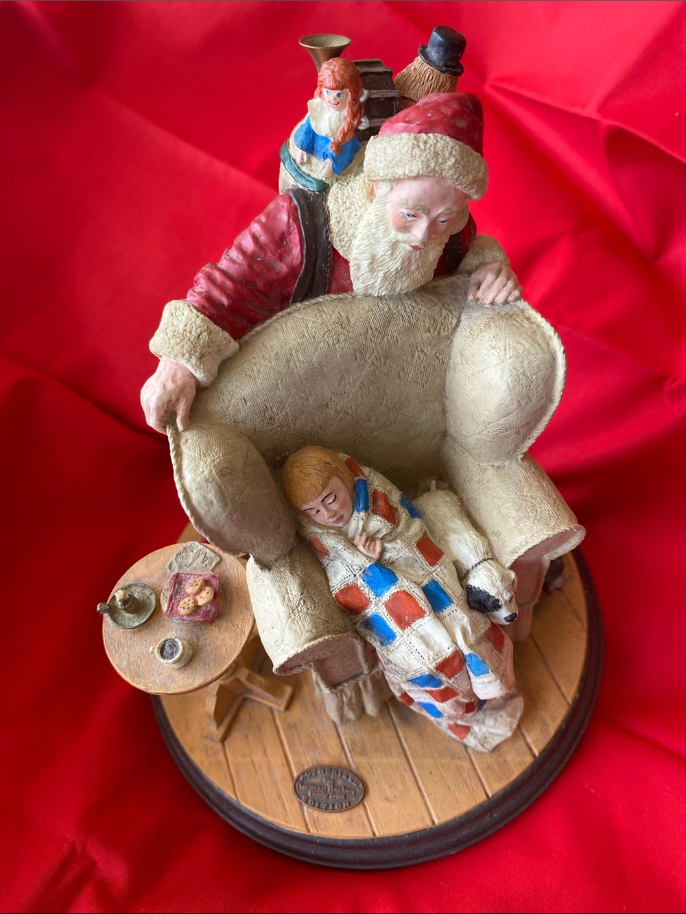 Norman Rockwell Santa with Cream Armchair and Red Coat Figurine
